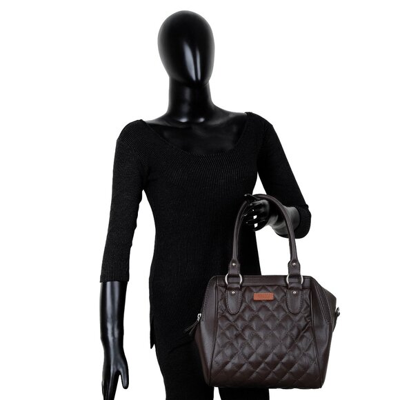 Vegan Leather Women’s Brown Handbag – Top Handle Satchel with Crossbody Strap - Picture 11 of 11